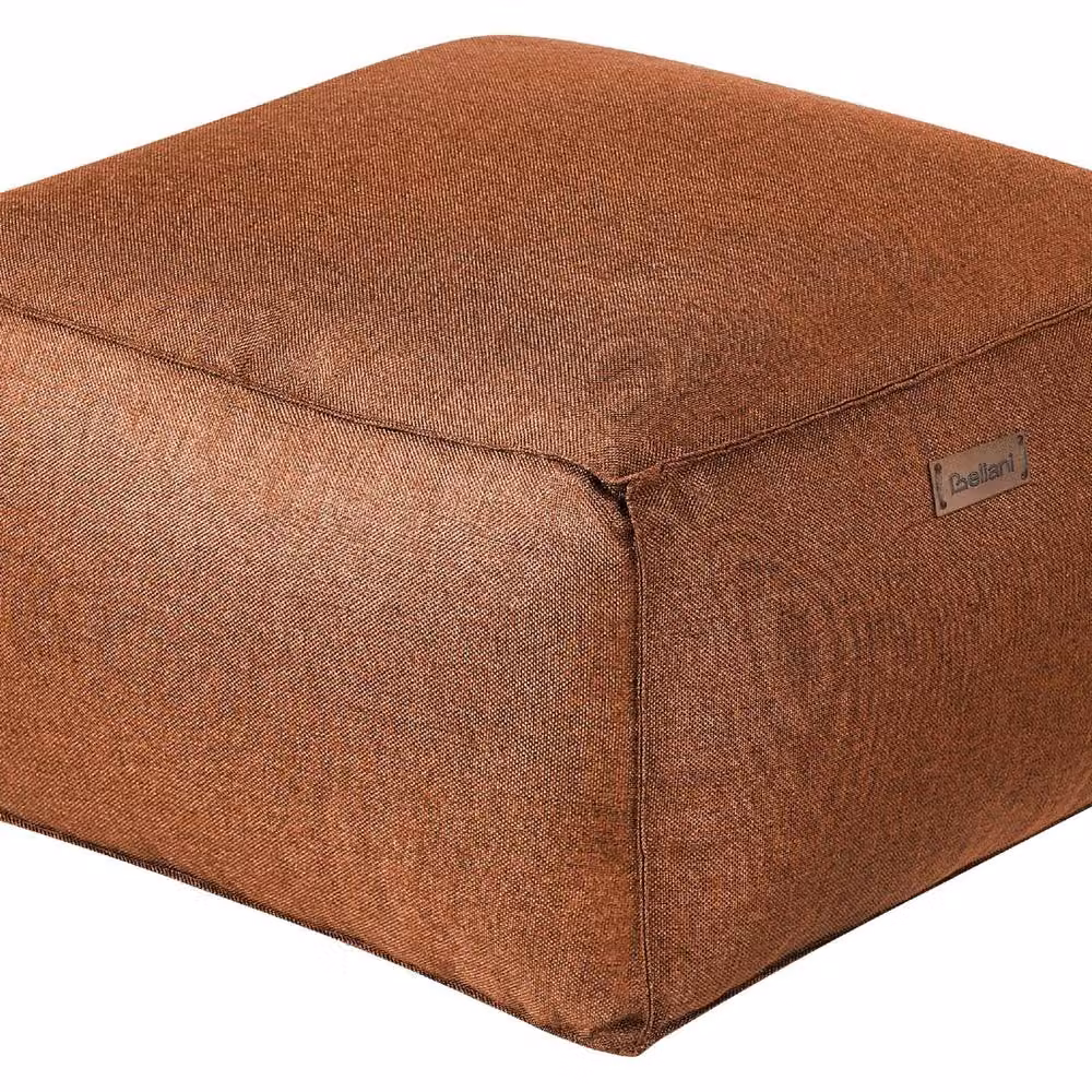 Wyld and Coco Brown Woven Square Pouffe with EPS Beads Filling – 2