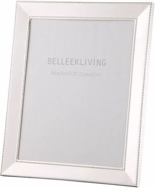 Belleek Living Classic Rectangular Metal Tabletop Border Frame in Silver, W/H: 20.32 x 25.4 cm