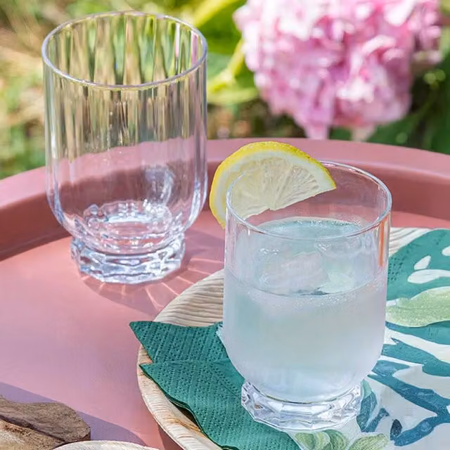 Bormioli Rocco Transparent Geometric Tumbler Glasses, 375 ml, Set of 6