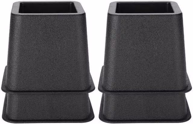 PAWNORA 4Pcs Heavy Duty Plastic Bed and Chair Risers in Black