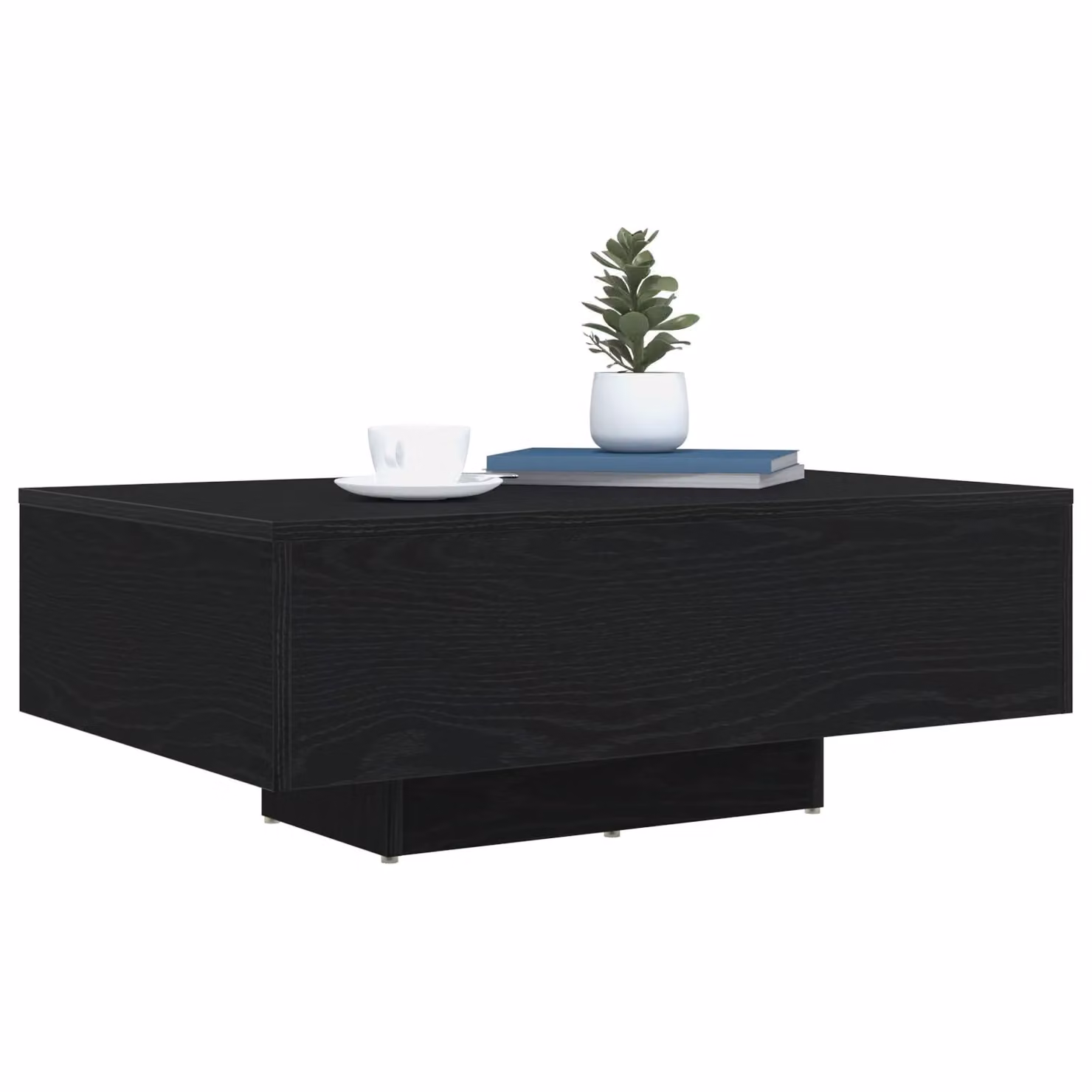 Berkfield Home Modern Black Oak Coffee Table with LED Lights, W: 85 cm, D: 55 cm, H: 31 cm – 2