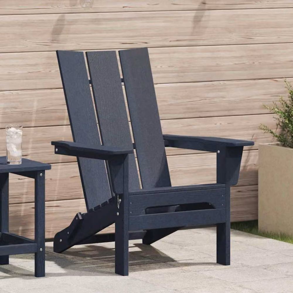 Berkfield Home Folding Adirondack Chair in Navy Blue, W/D/H: 74.5 x 80.5 x 90 cm – 2
