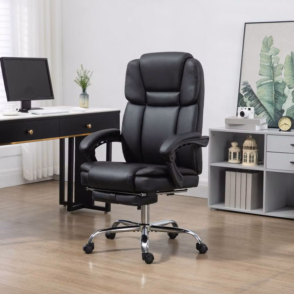 Rolipo 6-Point Massage Office Chair in Black with Synthetic Leather and Metal Frame – 4