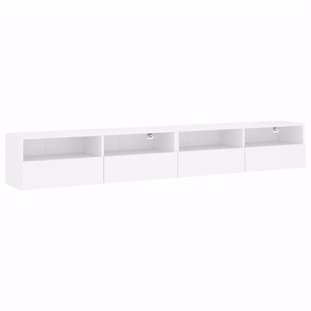Berkfield Home Set of 2 Modern White TV Wall Cabinets in Matt Engineered Wood W/D/H: 100 x 30 x 30 cm – 2