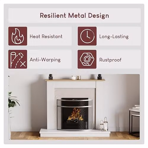 Fire Vida Buckton Fire Guard in Silver, W/D/H: 64.0 x 73.0 x 12.0 cm – 4