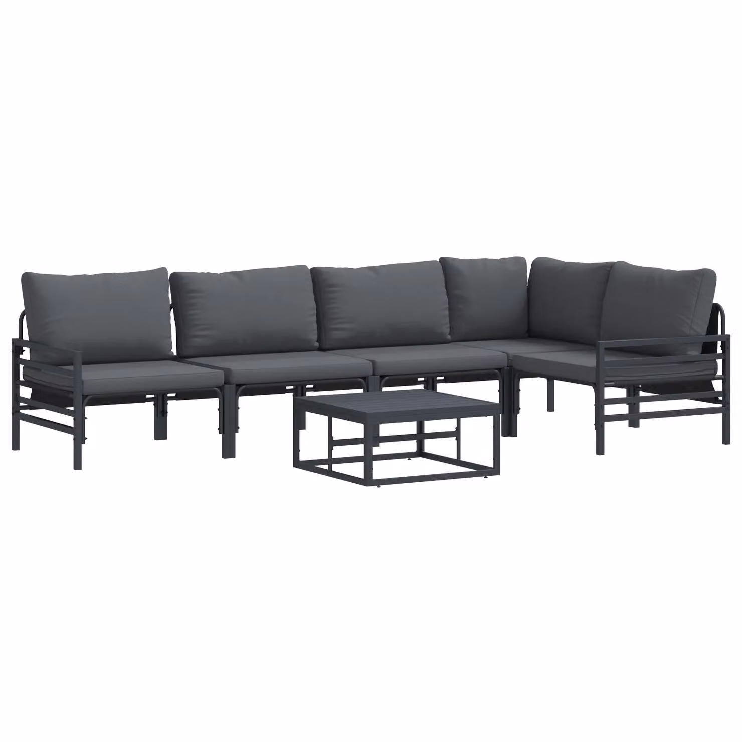 Berkfield Home 6 Piece L-Shape Garden Sofa Set in Anthracite with Powder Coated Steel Frame and Upholstered Cushions – 2