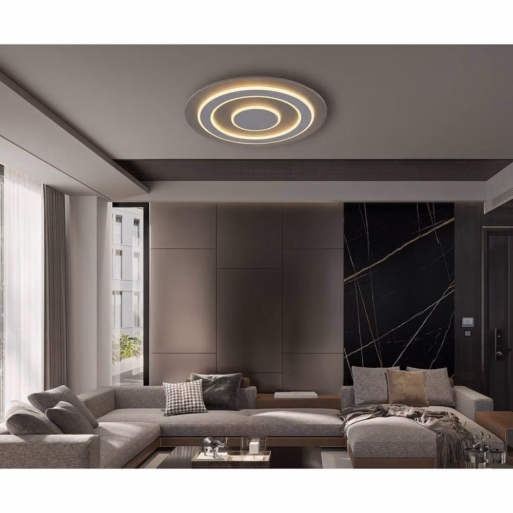 Netlighting Jayden LED Semi Flush Ceiling Light, Anthracite Grey, 60 cm Diameter – 3