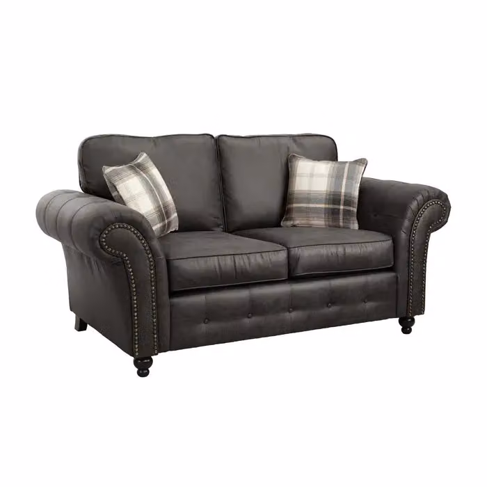 LUXURY LIFE Oakley 2 Seater Suede Fabric Sofa in Anthracite Grey – 2