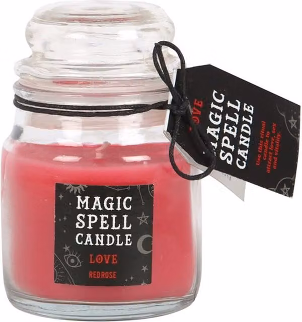 KDMK Rose Love Spell Floral Scented Candle Jar in Red Glass