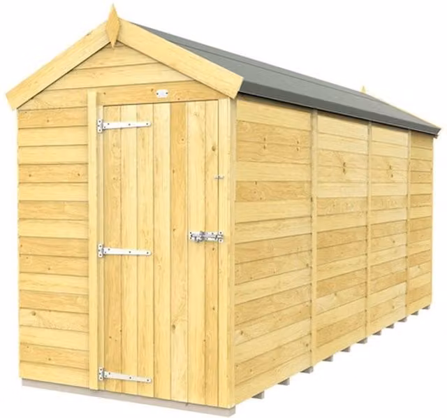 Buttercup Farm Apex Wooden Shed in Brown with Single Door and No Window, W/D/H: 147 x 454 x 217 cm