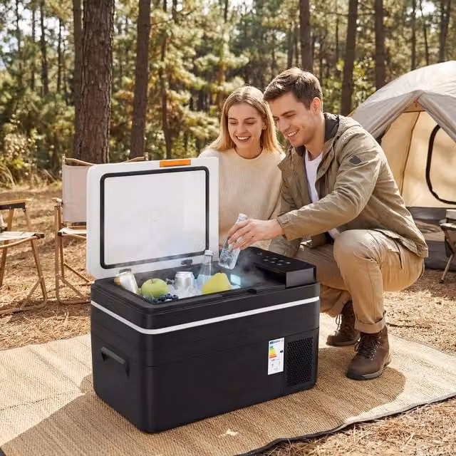 Outsunny Compressor Car Fridge Freezer with App Control and Bluetooth, Black, W: 37 cm, D: 37 cm