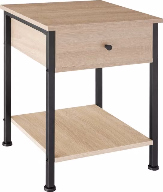 tectake Bradford Industrial Bedside Table in Oak Sonoma and Brown Wood and Metal