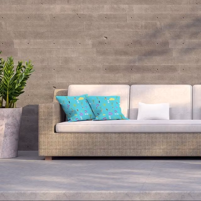 Benjamin Tate Design LTD Blue and Turquoise Graphic Square Outdoor Cushion, W: 60 cm, H: 60 cm