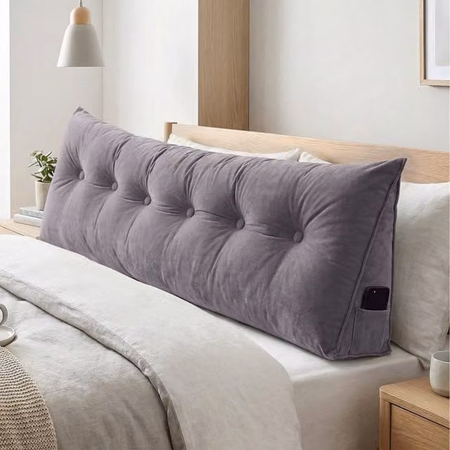 Livingandhome Grey Chenille Washable Wedge Headboard Pillow, Width: 180 cm