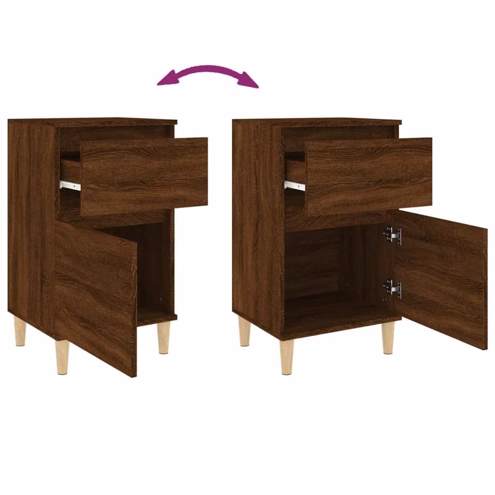 Berkfield Home Elegant Bedside Cabinets, 2 Piece Set, Brown Oak, W: 40 cm, D: 35 cm, H: 70 cm – 6