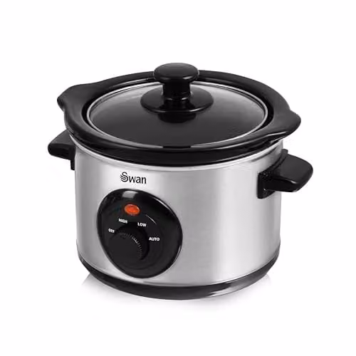 Swan 1.5 Litre Stainless Steel Slow Cooker with Keep Warm Function, 120W, Silver – 1