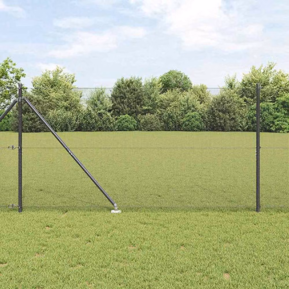 Berkfield Home Modern Welded Wire Fence with 13 Spike Posts, Grey Steel – 2