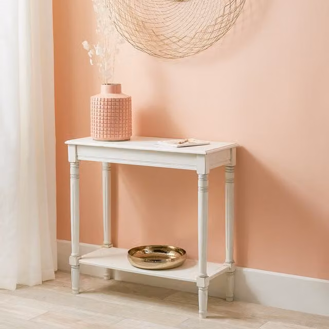 Pacific Lifestyle Classic Lacquered Pine Wooden Console Table in White