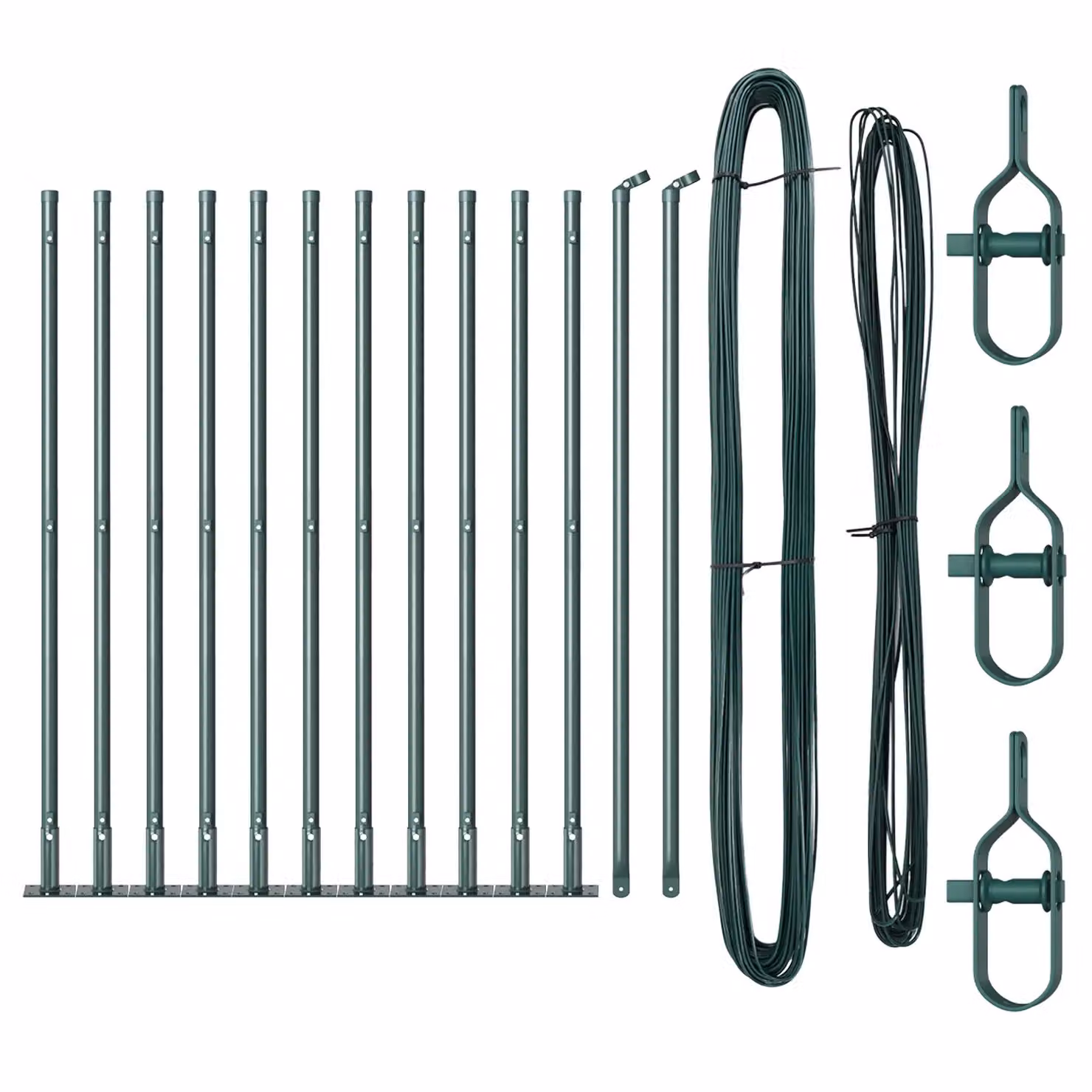 Berkfield Home Set of 13 Green Round Concrete and Galvanised Steel Fence Posts, W/D/H: 3.2 x 3.2 x 90 cm – 2