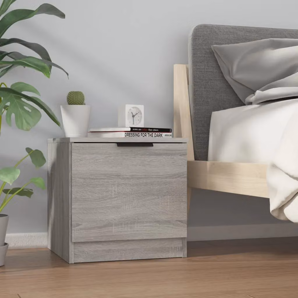 Berkfield Home Set of 2 Bedside Cabinets in Grey Sonoma, W/D/H: 40 x 39 x 40 cm – 2