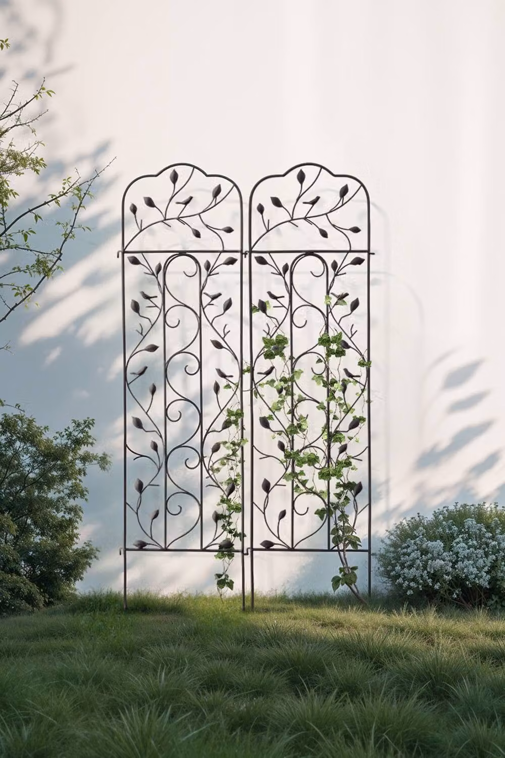 Garden Sanctuary 2-Piece Black Metal Freestanding Round Garden Trellis – 2