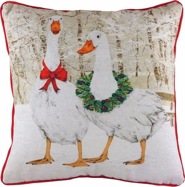 Goosie Multicolour Christmas Graphic Velvet Square Feather Cushion