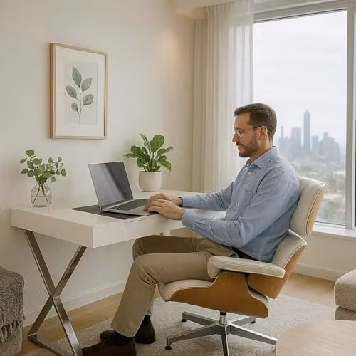Centurion Supports ADONIS Glossy White and Silver Ergonomic Home Office Computer Desk W/D/H: 120 x 73.5 x 55 cm – 2