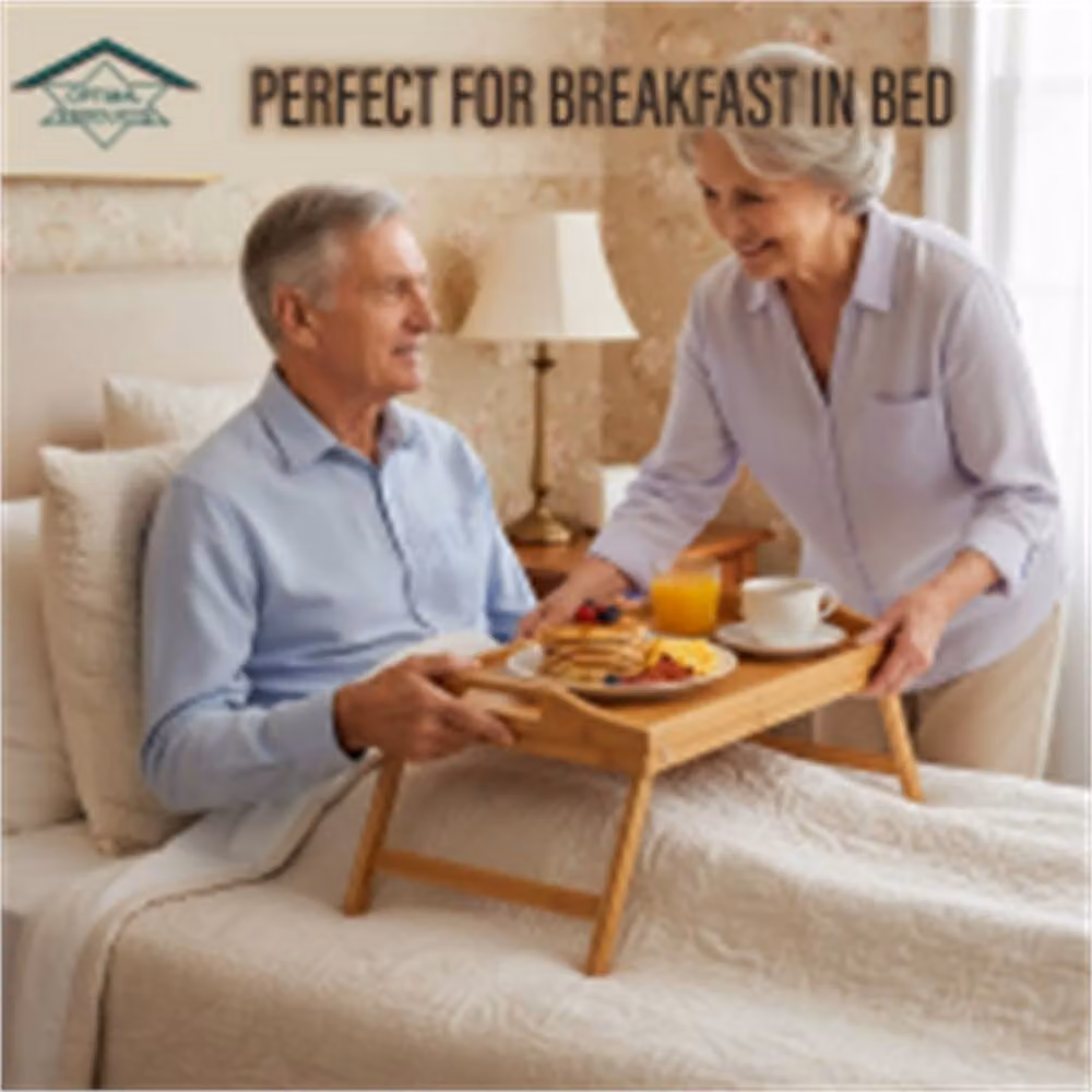 Premier Housewares Bamboo Folding Breakfast Lap Tray in Brown and White – 2