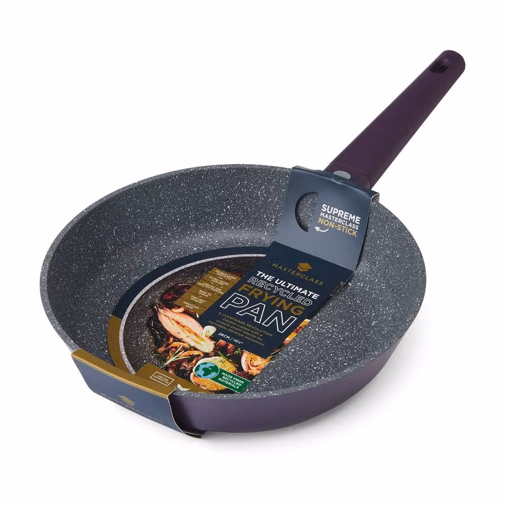 MasterClass Set of 2 Non-Stick Cast Aluminium Frying Pans in Purple and Mid Grey – 4