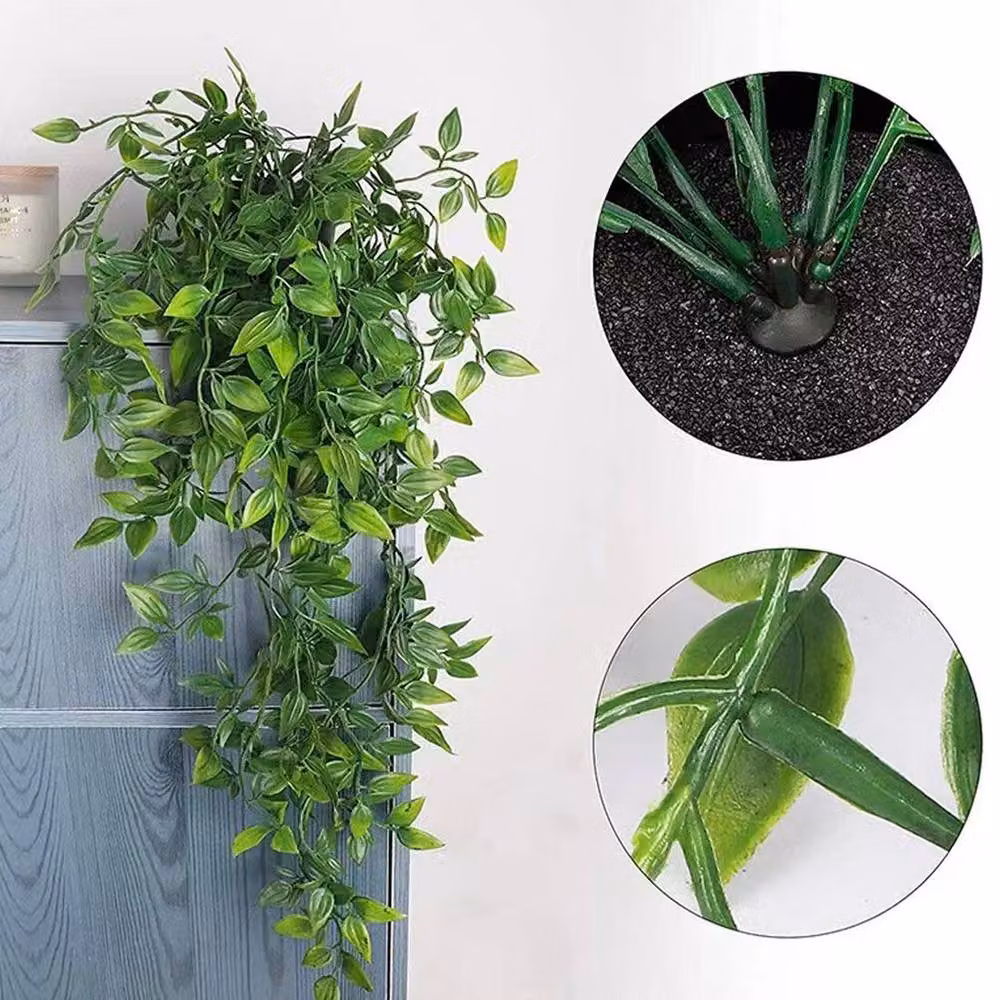 EONLION Set of 3 Green Artificial Hanging Plants, 100 cm – 3