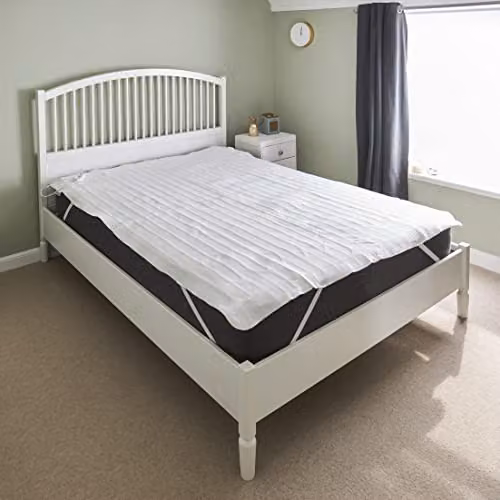 PIFCO Double Fleece Heated Electric Blanket in White with 3 Heat Settings and Overheating Protection – 3