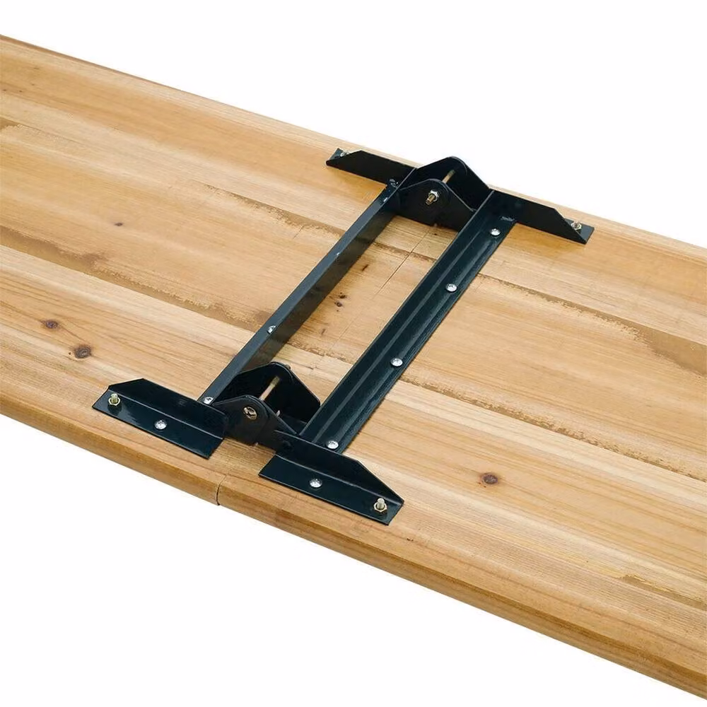 EONLION Natural Wooden Folding Picnic Beer Table with Metal Accents, Width: 100 cm – 3