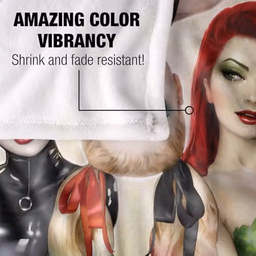 LOGOVISION Batman Catwoman Harley Quinn Poison Ivy Super Soft Green Fleece Throw Blanket, W/D/H: 91 x 147 cm – 3