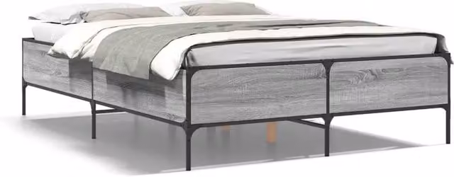Berkfield Home Grey Sonoma Bed Frame without Mattress, W: 150 cm, D: 200 cm, King Size