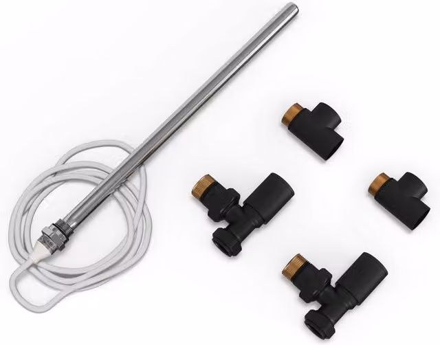 UK Radiators Talus Dual Fuel Towel Rail Kit in Matt Black Anthracite