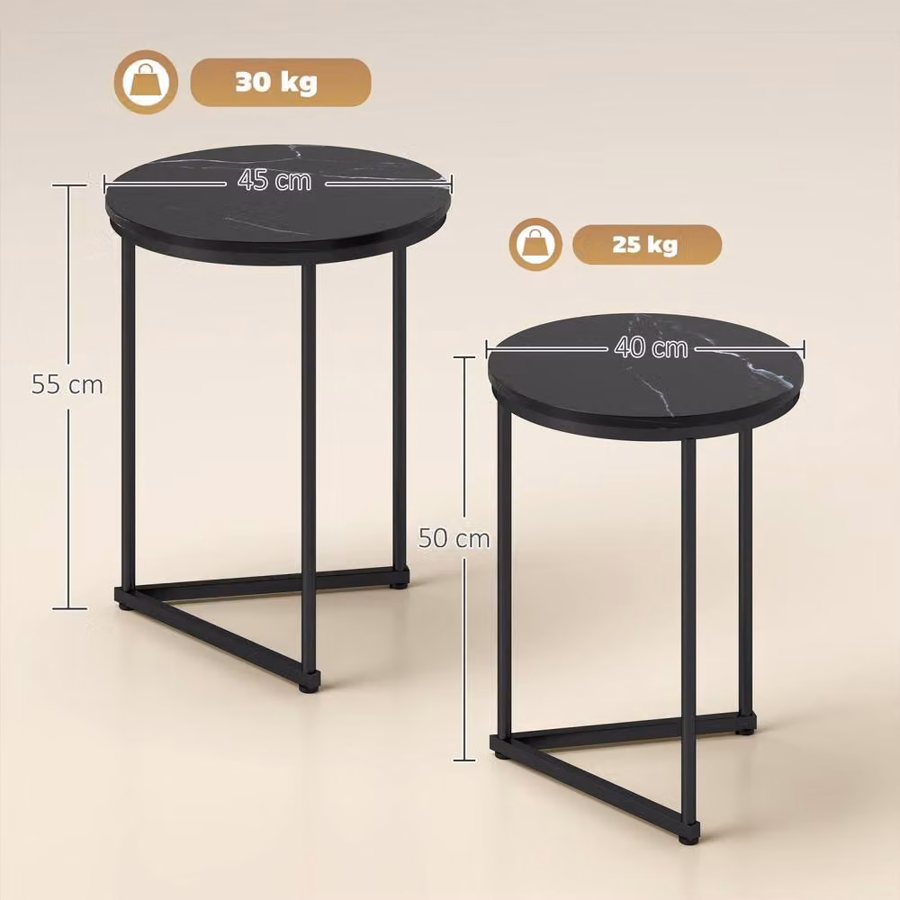 Wyld Haus Tolira Set of 2 Black Marble Effect Nesting Tables – 3