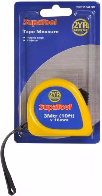 SupaTool Plastic Tape Measure in Yellow
