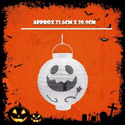 VFM e-Store Halloween Paper Lantern Pumpkin in White, 20cm – 4