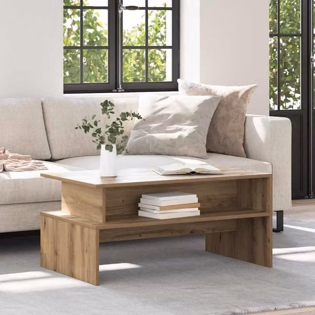 Berkfield Home Artisan Oak Coffee Table in Brown, W/D/H: 90 x 55 x 42.5 cm – 1