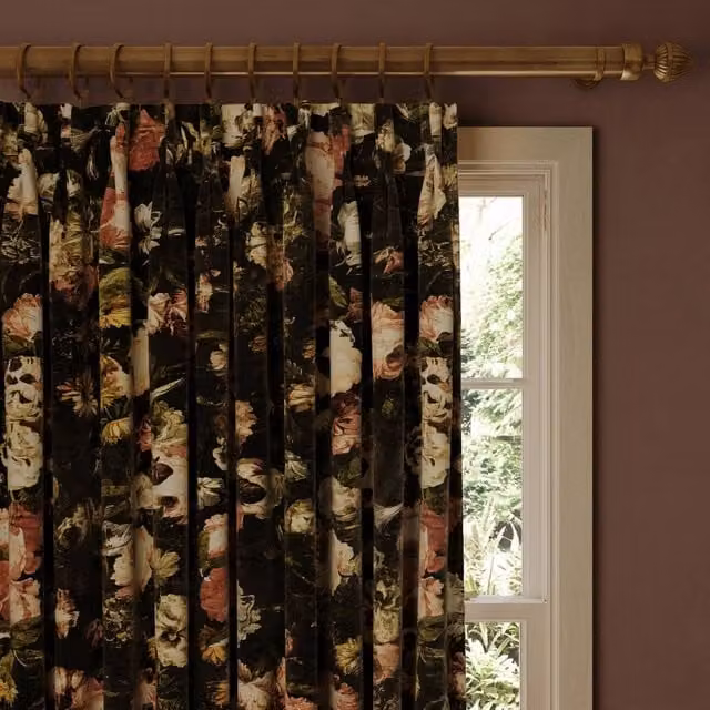 House of Hackney Midnight Garden Multicolour Floral Velvet Fabric Panel Curtain
