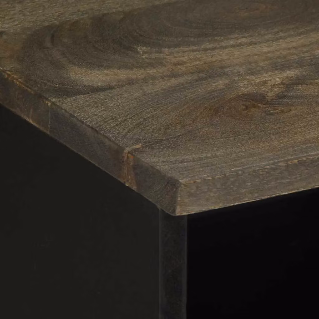 Berkfield Home Black Mango Wood TV Cabinet W/D/H: 100 x 33 x 46 cm – 4