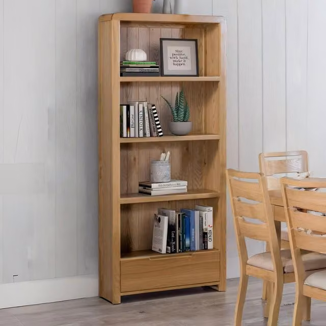 Julian Bowen Curve Oak 1 Drawer Bookcase in Brown