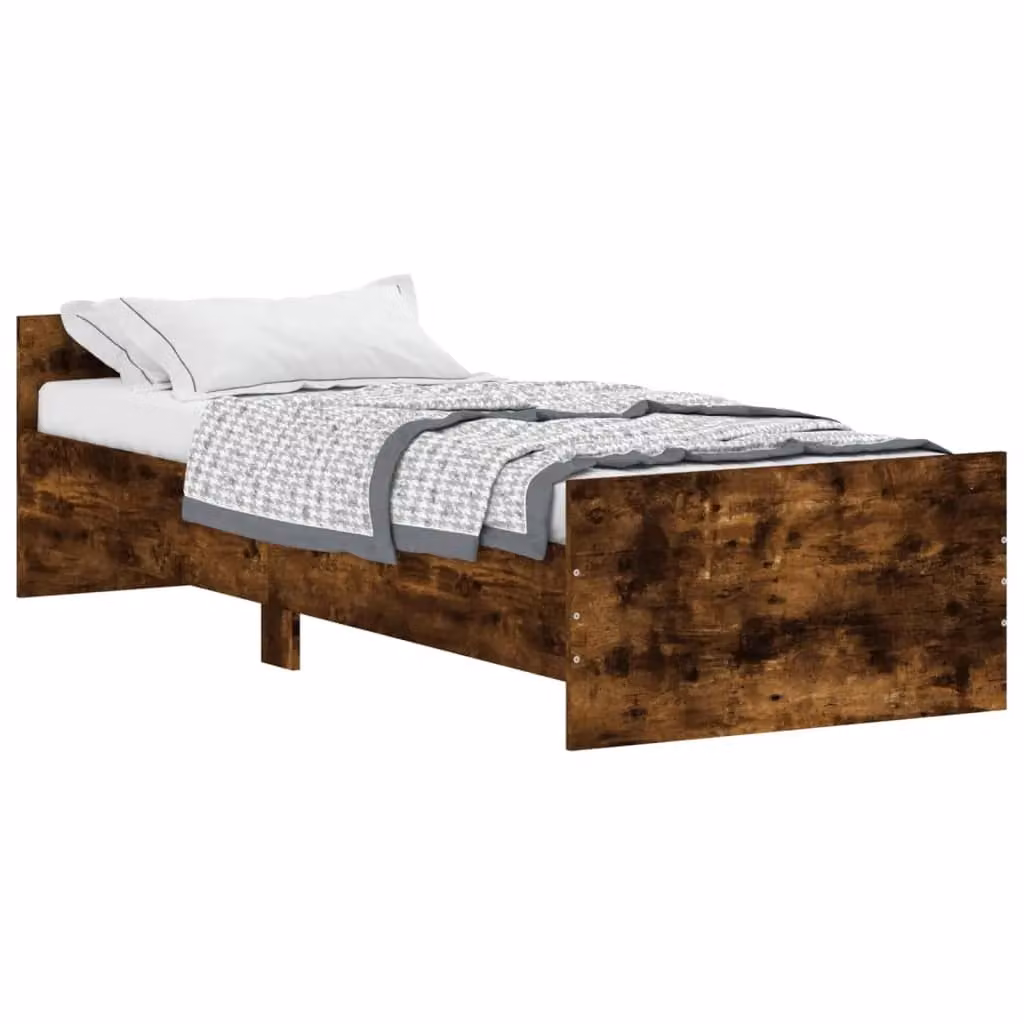 Berkfield Home Small Single Bed Frame in Smoked Oak Brown, Engineered Wood, W: 75 cm, L: 190 cm – 2