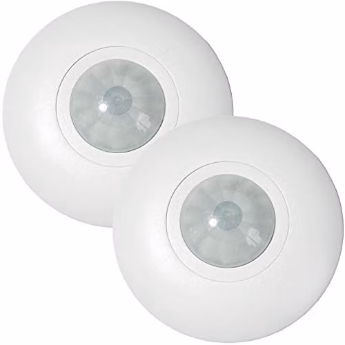 Loops 2 Pack White IP44 Outdoor and Bathroom PIR Motion Sensor with Automatic Timer Reset Light Switch – 1