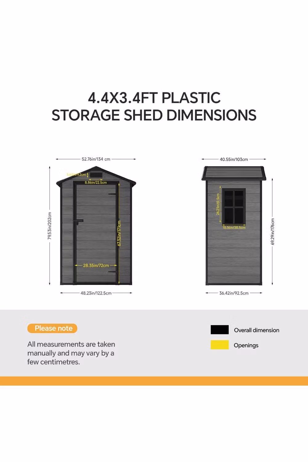 Living and Home Dark Grey Plastic Garden Storage Shed with Lockable Single Door – 3