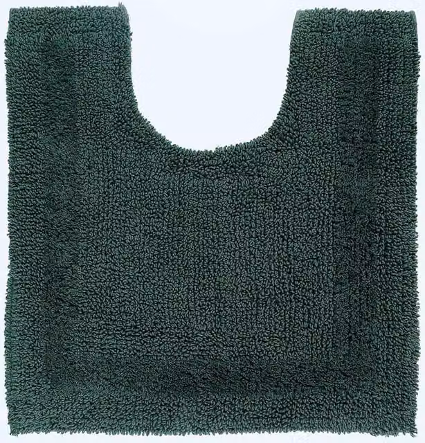 Homescapes Luxury Reversible Cotton Toilet Mat, Green, W/D/H: 50 x 55 x 1 cm