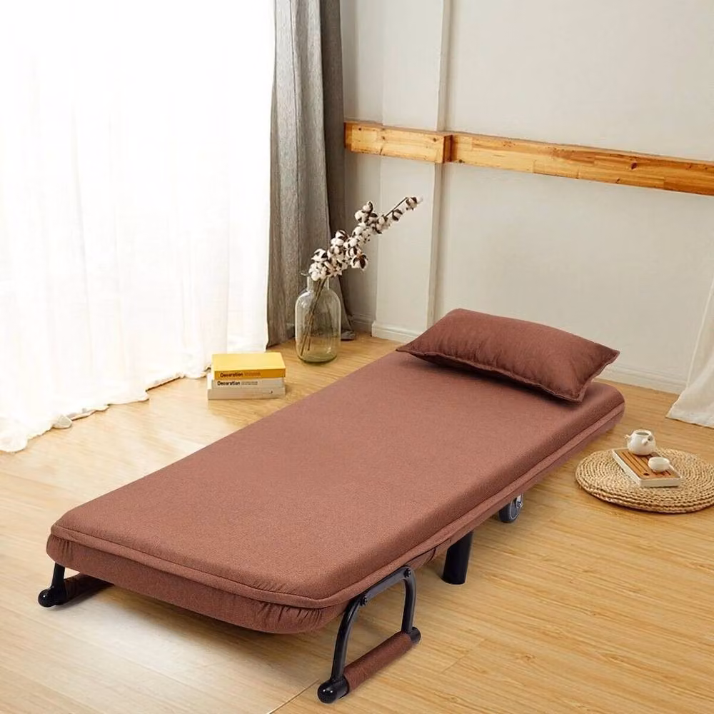 Kelvenix Brown Folding Single Sofa Bed Chair with Armrests, W/D/H: 64 x 188 cm – 4