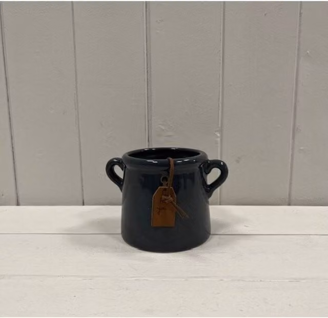 KDMD Midnight Blue for You Small Ceramic Tabletop Pot in Dark Blue