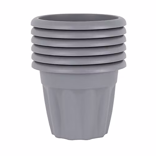 Wham Vista Round Plastic Garden Planter, Grey, W/D/H: 6 x 6 x 25 cm – 2