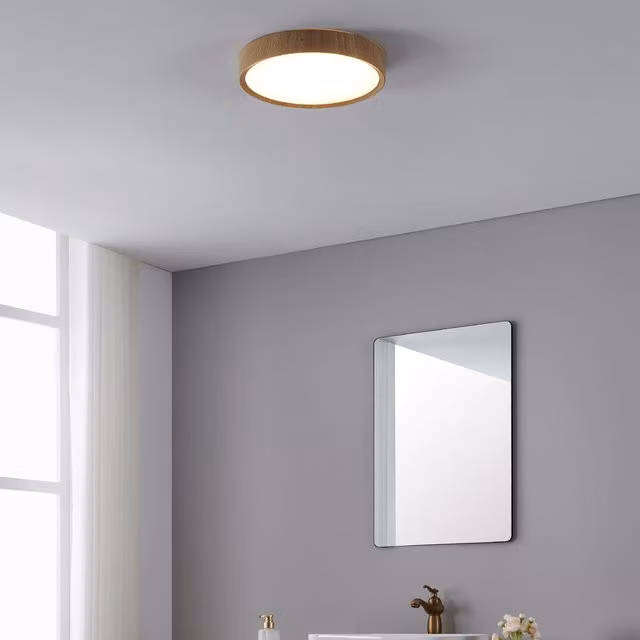 Eglo Musurita LED Ceiling Light in Natural Wood and White